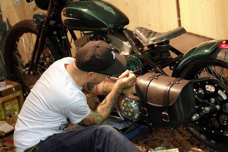 Custom works on nicely built bobber style motorcycle