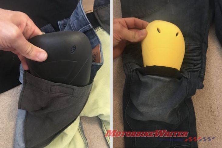 Protection panels inside riding jeans