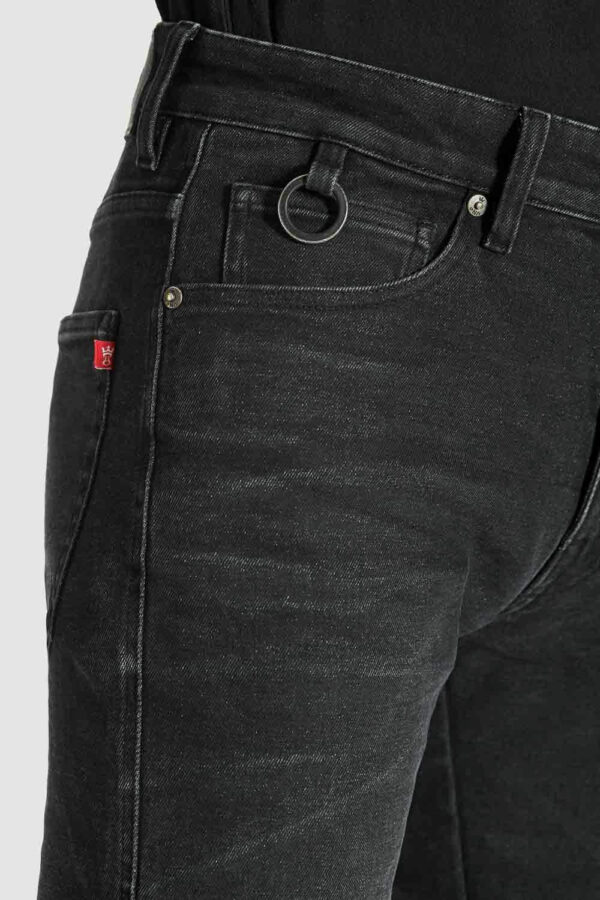 Black Motorcycle Jeans close up