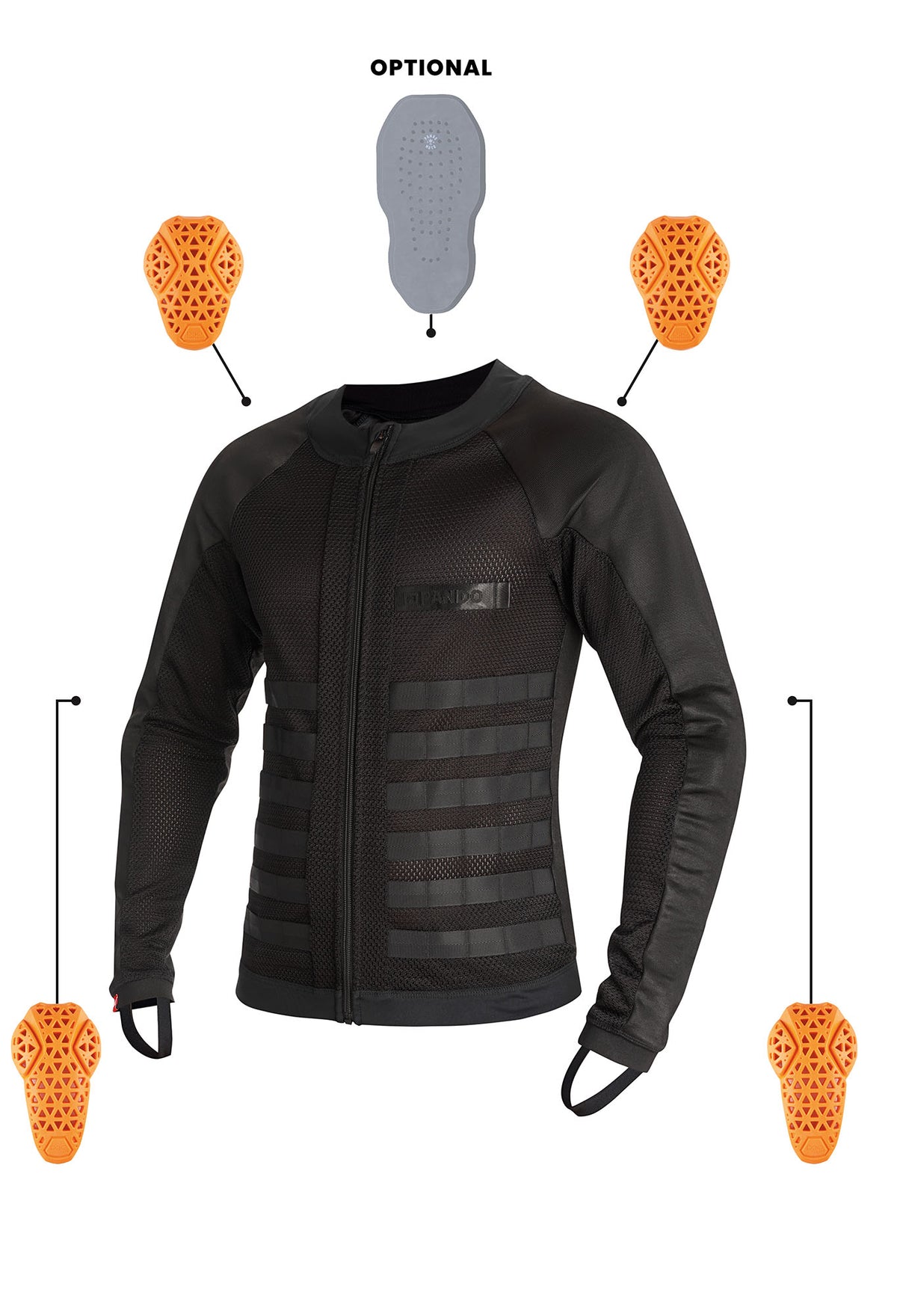COMMANDO UH BLACK Men's Light-Weight Motorcycle Jacket • Pando Moto