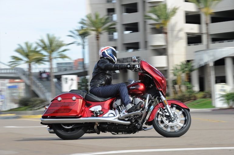 Indian motorcycle tested by Chris Cope wearing Pando Motorcycle jeans