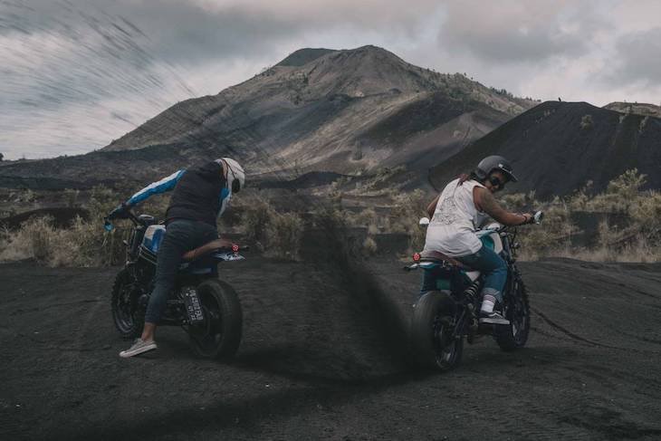 Having some fun in volcano area with bikes in Bali