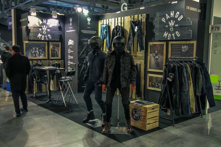 pando Moto stand at EICMA 2017 with some mannequins