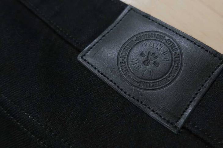 Pando Moto Motorcycle jeans trademark from the back