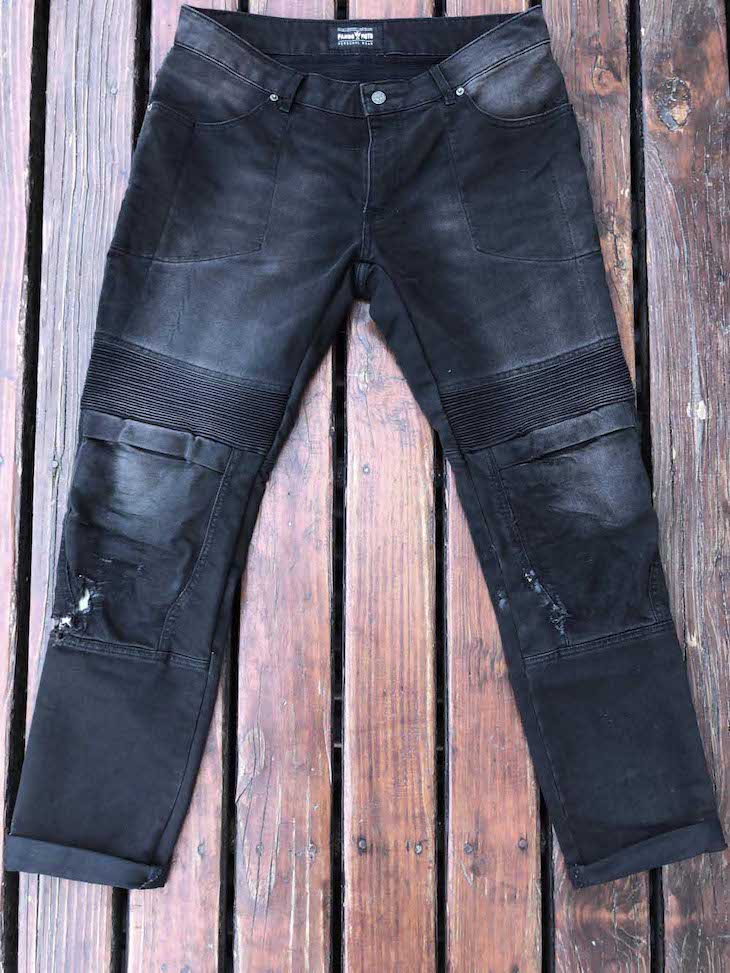 Pando Moto Karl Devil motorcycle jeans after crash