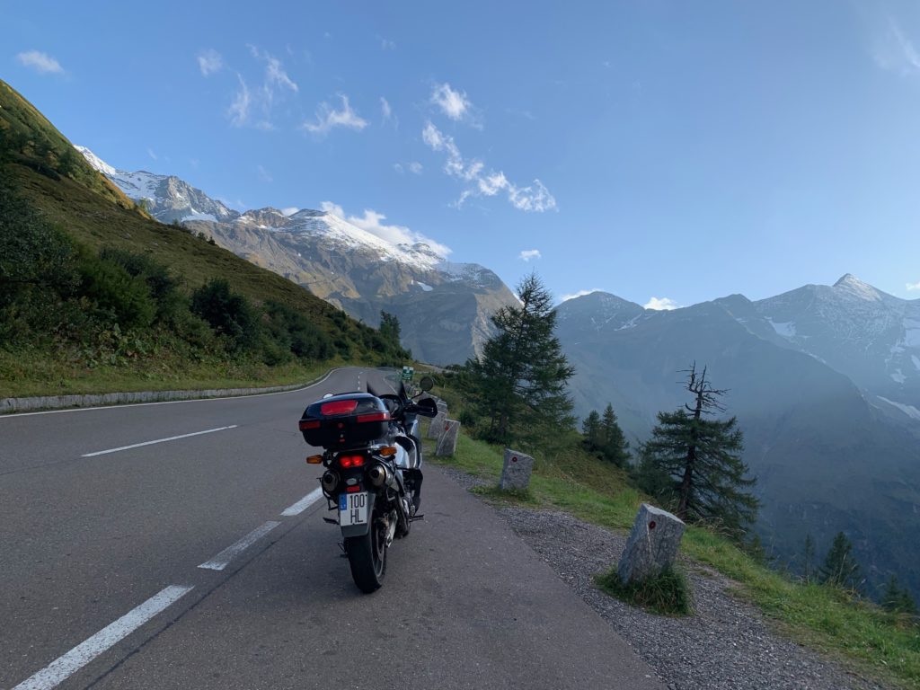 Alps mountain view with Honda Enduro in Alps