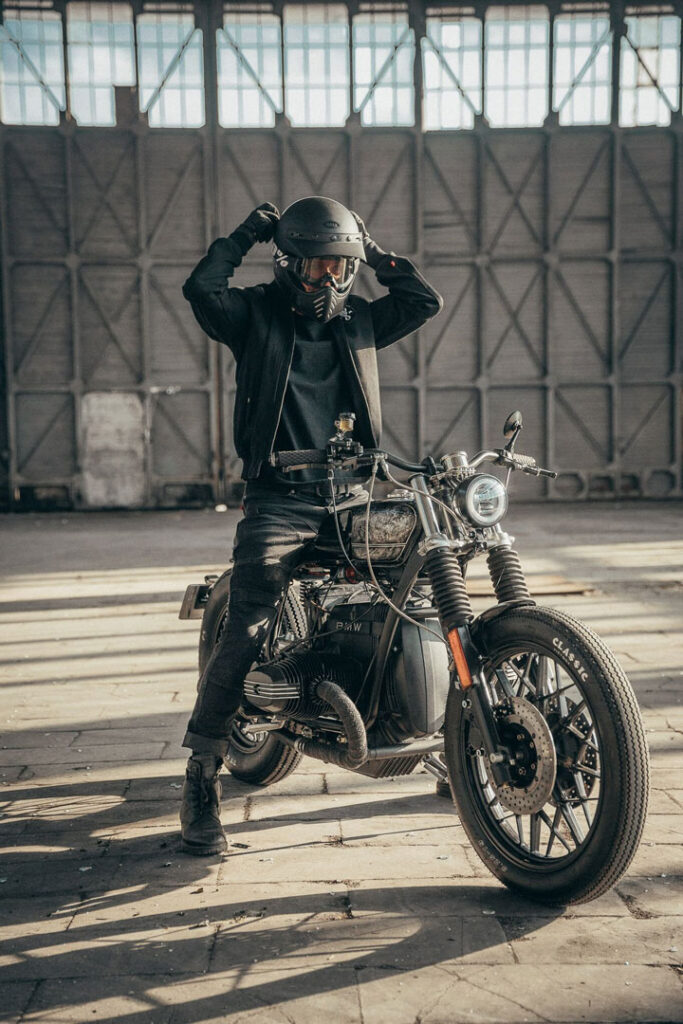 biker wearing motorcycle riding gear