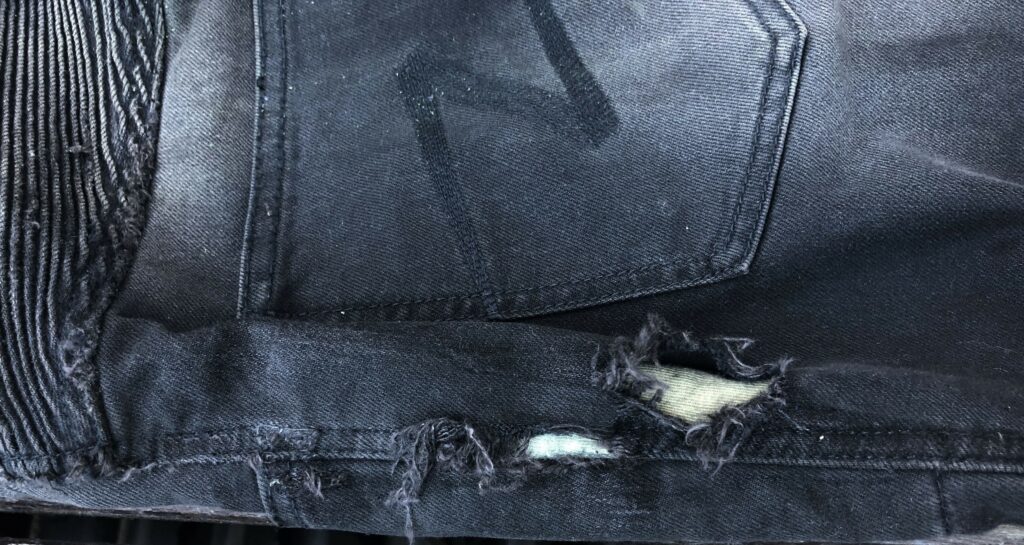 Kevlar motorcycle jeans after Sebastian's crash