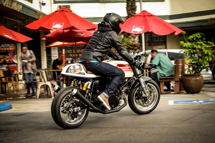 Dennis from Beach Moto riding his Ducati GT1100 Sport Classic 2