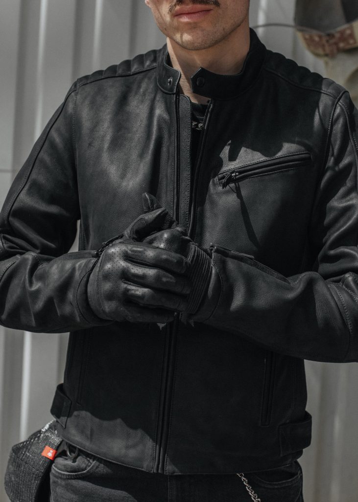 man with leather motorcycle jacket and other gifts for motorcycle riders