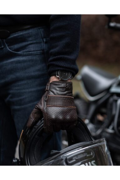 ONYX BROWN - Leather Motorcycle Gloves 9