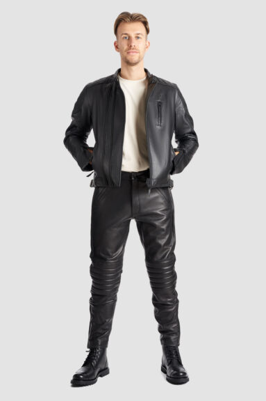KATANA SLIM BLACK - Motorcycle Men's Leather Pants • Pando Moto