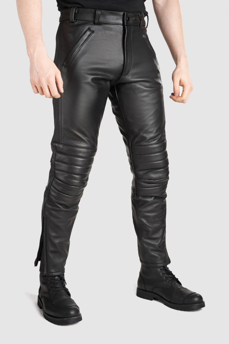 KATANA SLIM BLACK - Motorcycle Leather Pants • Pando Moto